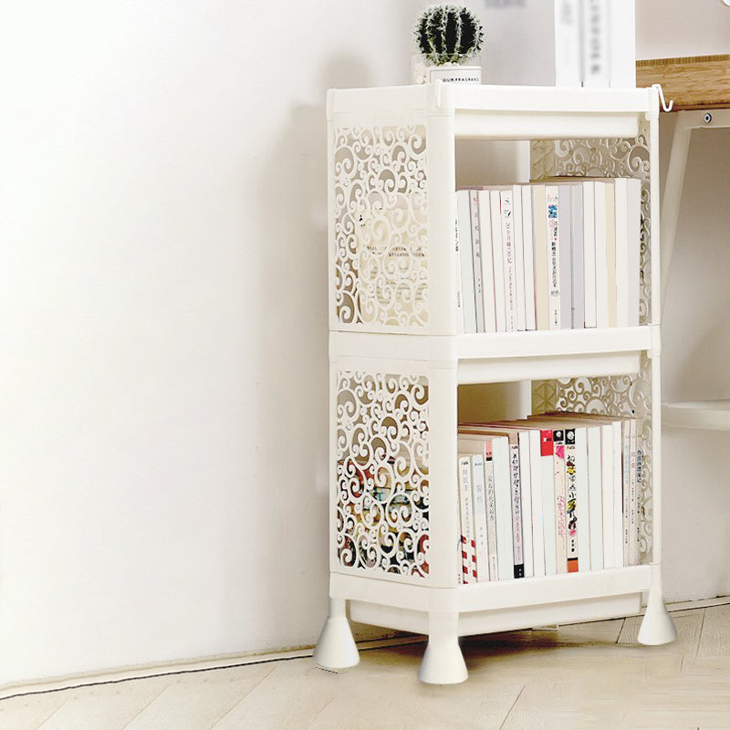 Contemporary Style Bookshelf Plastic Open Back Bookcase for Home Office 14.2"L x 9.4"W x 26.4"H White Clearhalo 'Bookcases' 'furn' 'furn_bookcases' 'Furniture' 'furniture_bookcases' 'Office Furniture' 5074094