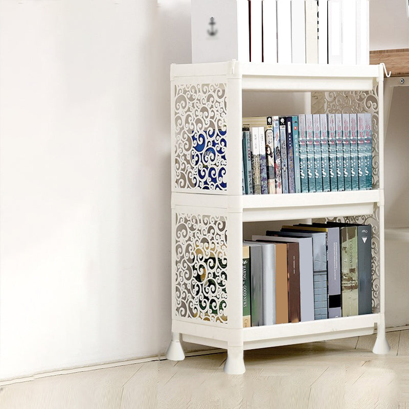 Contemporary Style Bookshelf Plastic Open Back Bookcase for Home Office 18.1"L x 9.8"W x 26.4"H White Clearhalo 'Bookcases' 'furn' 'furn_bookcases' 'Furniture' 'furniture_bookcases' 'Office Furniture' 5074107