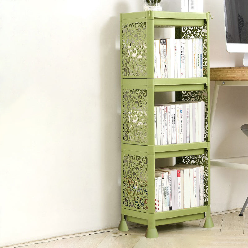 Contemporary Style Bookshelf Plastic Open Back Bookcase for Home Office 14.2"L x 9.4"W x 38.2"H Green Clearhalo 'Bookcases' 'furn' 'furn_bookcases' 'Furniture' 'furniture_bookcases' 'Office Furniture' 5074110