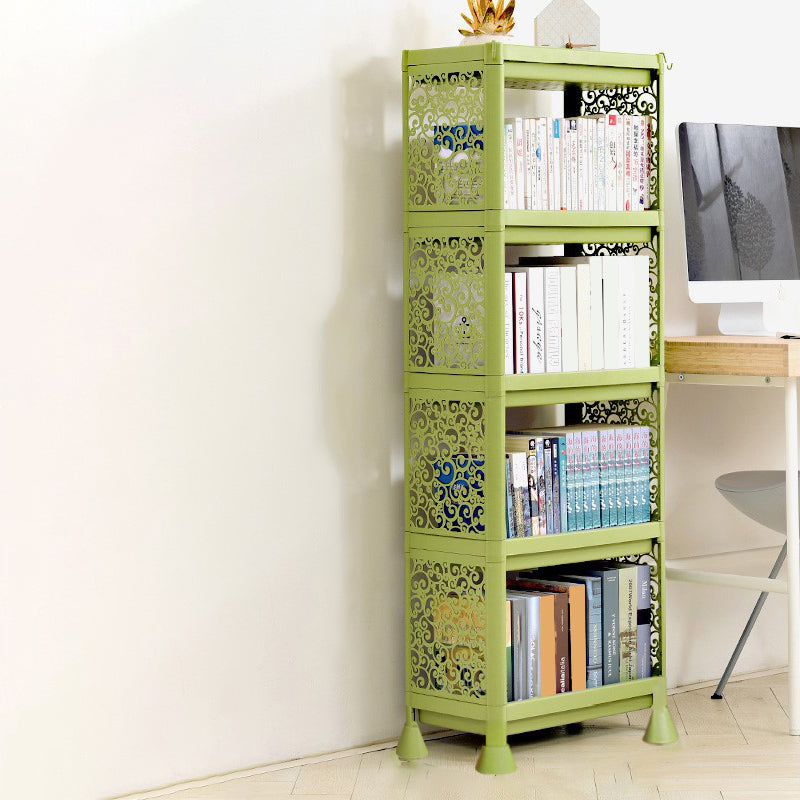 Contemporary Style Bookshelf Plastic Open Back Bookcase for Home Office 18.1"L x 9.8"W x 50"H Green Clearhalo 'Bookcases' 'furn' 'furn_bookcases' 'Furniture' 'furniture_bookcases' 'Office Furniture' 5074113