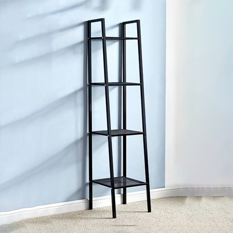 Modern Metal Ladder Bookshelf Vertical Open Bookshelf for Living Room 14"L x 14"W x 58"H Black Clearhalo 'Bookcases' 'furn' 'furn_bookcases' 'Furniture' 'furniture_bookcases' 'Office Furniture' 5074123