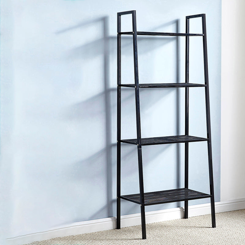 Modern Metal Ladder Bookshelf Vertical Open Bookshelf for Living Room 23.6"L x 13.8"W x 58.3"H Black Clearhalo 'Bookcases' 'furn' 'furn_bookcases' 'Furniture' 'furniture_bookcases' 'Office Furniture' 5074125