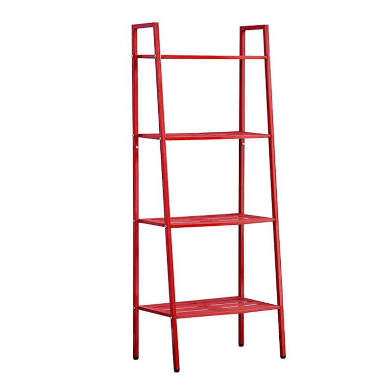 Modern Metal Ladder Bookshelf Vertical Open Bookshelf for Living Room 23.6"L x 13.8"W x 58.3"H Red Clearhalo 'Bookcases' 'furn' 'furn_bookcases' 'Furniture' 'furniture_bookcases' 'Office Furniture' 5074130