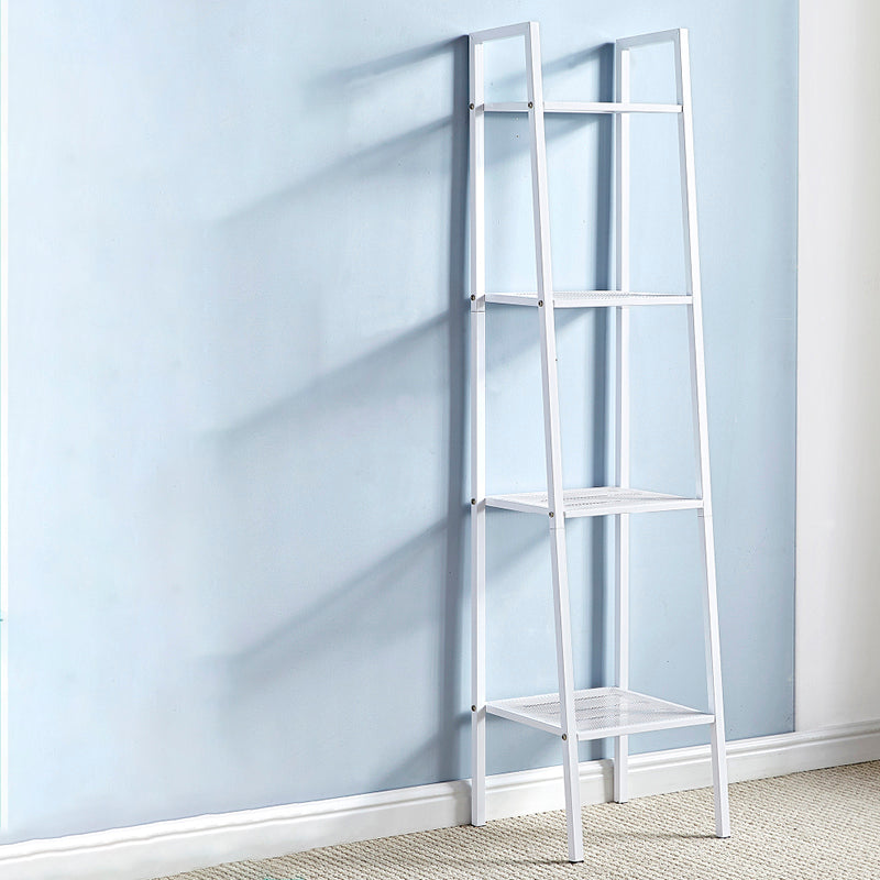 Modern Metal Ladder Bookshelf Vertical Open Bookshelf for Living Room 14"L x 14"W x 58"H White Clearhalo 'Bookcases' 'furn' 'furn_bookcases' 'Furniture' 'furniture_bookcases' 'Office Furniture' 5074131