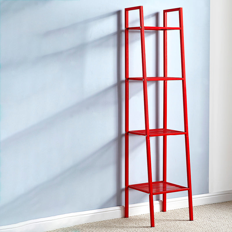 Modern Metal Ladder Bookshelf Vertical Open Bookshelf for Living Room 14"L x 14"W x 58"H Red Clearhalo 'Bookcases' 'furn' 'furn_bookcases' 'Furniture' 'furniture_bookcases' 'Office Furniture' 5074135