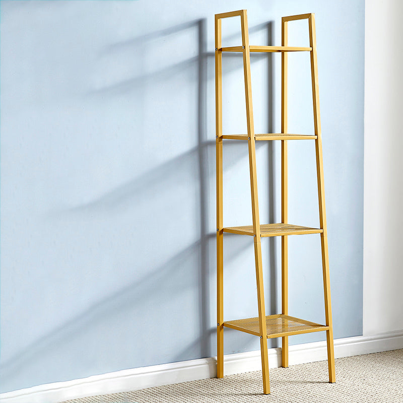 Modern Metal Ladder Bookshelf Vertical Open Bookshelf for Living Room 14"L x 14"W x 58"H Yellow Clearhalo 'Bookcases' 'furn' 'furn_bookcases' 'Furniture' 'furniture_bookcases' 'Office Furniture' 5074137