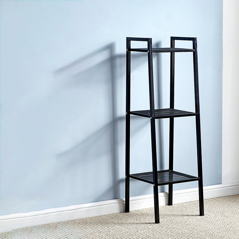 Modern Metal Ladder Bookshelf Vertical Open Bookshelf for Living Room 13.8"L x 13.8"W x 43.3"H Black Clearhalo 'Bookcases' 'furn' 'furn_bookcases' 'Furniture' 'furniture_bookcases' 'Office Furniture' 5074140