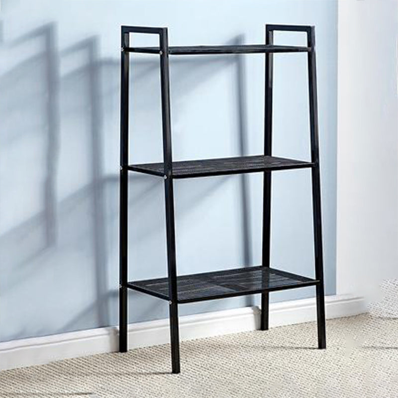 Modern Metal Ladder Bookshelf Vertical Open Bookshelf for Living Room 24"L x 14"W x 43"H Black Clearhalo 'Bookcases' 'furn' 'furn_bookcases' 'Furniture' 'furniture_bookcases' 'Office Furniture' 5074142