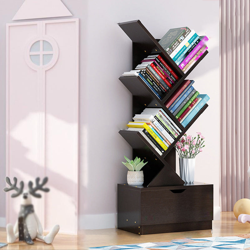 Scandinavian Style Shelf Bookcase Closed Back Bookcase for Office and Home 13.5"L x 7.9"W x 37.9"H Black Drawers Clearhalo 'Bookcases' 'furn' 'furn_bookcases' 'Furniture' 'furniture_bookcases' 'Office Furniture' 5074162