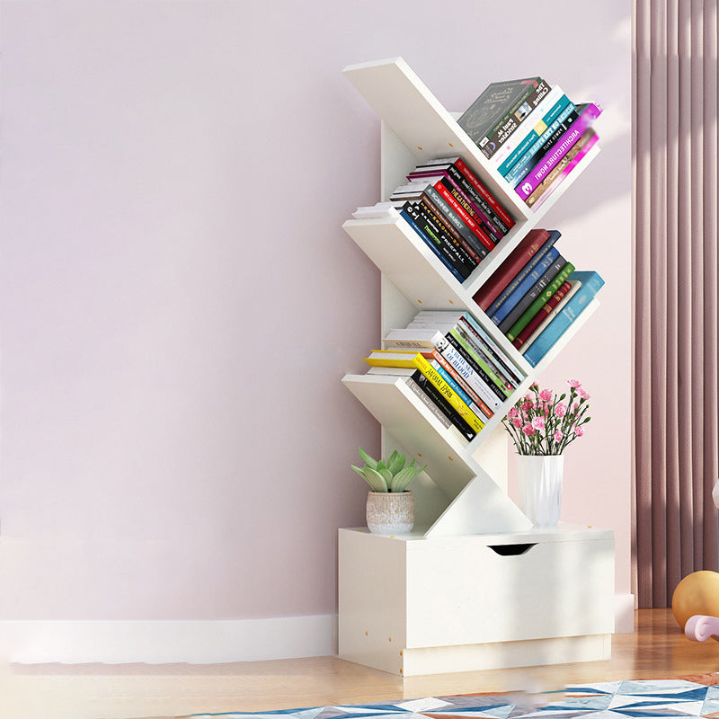 Scandinavian Style Shelf Bookcase Closed Back Bookcase for Office and Home 13.5"L x 7.9"W x 37.9"H White Drawers Clearhalo 'Bookcases' 'furn' 'furn_bookcases' 'Furniture' 'furniture_bookcases' 'Office Furniture' 5074176