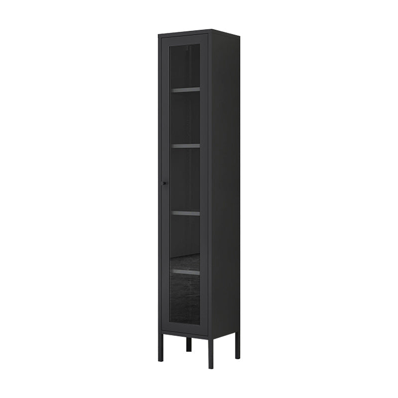 Scandinavian Style Bookcase with Door Shelf Bookcase for Home and Office 15.7"L x 13.8"W x 70.9"H Black Clearhalo 'Bookcases' 'furn' 'furn_bookcases' 'Furniture' 'furniture_bookcases' 'Office Furniture' 5074188