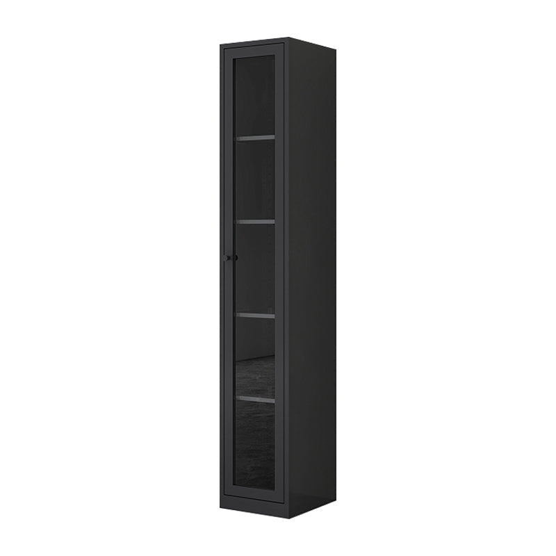 Scandinavian Style Bookcase with Door Shelf Bookcase for Home and Office 15.7"L x 13.8"W x 70.9"H Matte Black Clearhalo 'Bookcases' 'furn' 'furn_bookcases' 'Furniture' 'furniture_bookcases' 'Office Furniture' 5074190