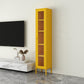 Scandinavian Style Bookcase with Door Shelf Bookcase for Home and Office 15.7"L x 13.8"W x 70.9"H Yellow Clearhalo 'Bookcases' 'furn' 'furn_bookcases' 'Furniture' 'furniture_bookcases' 'Office Furniture' 5074193