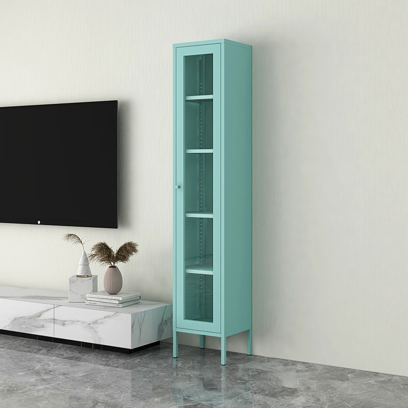 Scandinavian Style Bookcase with Door Shelf Bookcase for Home and Office 15.7"L x 13.8"W x 70.9"H Blue Clearhalo 'Bookcases' 'furn' 'furn_bookcases' 'Furniture' 'furniture_bookcases' 'Office Furniture' 5074195