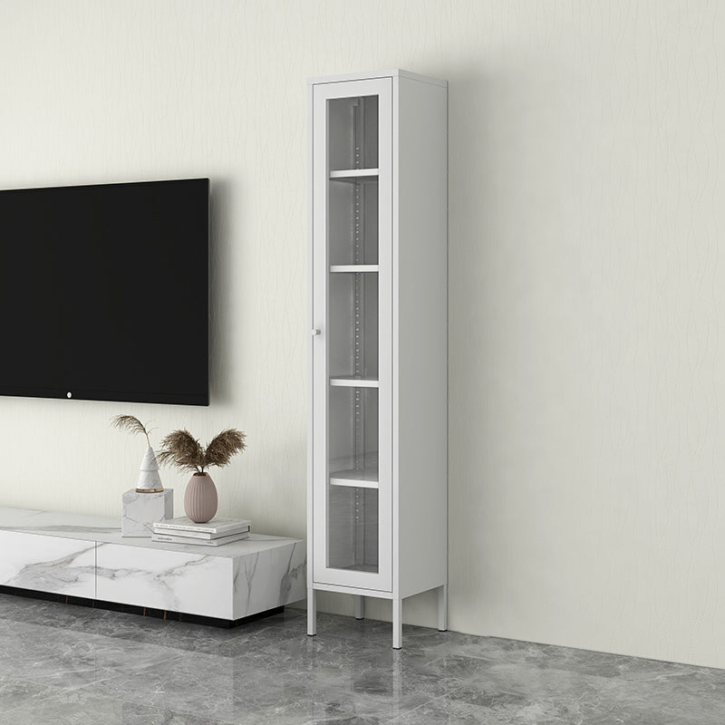 Scandinavian Style Bookcase with Door Shelf Bookcase for Home and Office 15.7"L x 13.8"W x 70.9"H Cream Clearhalo 'Bookcases' 'furn' 'furn_bookcases' 'Furniture' 'furniture_bookcases' 'Office Furniture' 5074197
