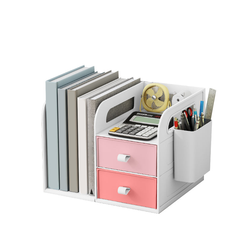 Contemporary Style Bookcase Plastic Bookshelf for Office and Dormitory 9.8"L x 8.1"W x 7.4"H Pink Clearhalo 'Bookcases' 'furn' 'furn_bookcases' 'Furniture' 'furniture_bookcases' 'Office Furniture' 5074236