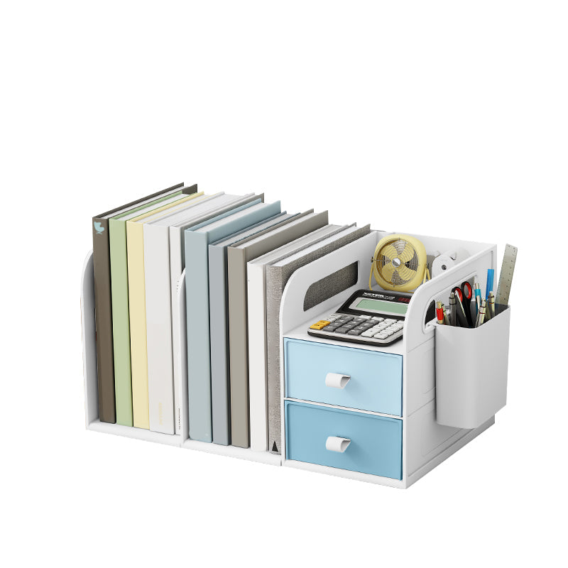 Contemporary Style Bookcase Plastic Bookshelf for Office and Dormitory 14.2"L x 8.1"W x 7.4"H Blue Clearhalo 'Bookcases' 'furn' 'furn_bookcases' 'Furniture' 'furniture_bookcases' 'Office Furniture' 5074249