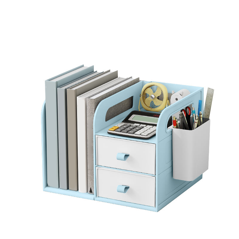 Contemporary Style Bookcase Plastic Bookshelf for Office and Dormitory 9.8"L x 8.1"W x 7.4"H Sky Blue Clearhalo 'Bookcases' 'furn' 'furn_bookcases' 'Furniture' 'furniture_bookcases' 'Office Furniture' 5074253