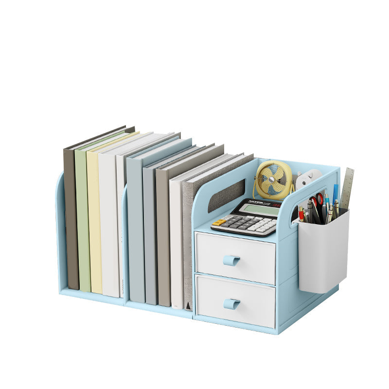 Contemporary Style Bookcase Plastic Bookshelf for Office and Dormitory 14.2"L x 8.1"W x 7.4"H Sky Blue Clearhalo 'Bookcases' 'furn' 'furn_bookcases' 'Furniture' 'furniture_bookcases' 'Office Furniture' 5074254