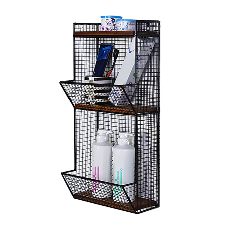 Industrial Wall Unit Bookshelf with Iron Frame Pine Wood Shelf 10.8"L x 6.7"W x 22.8"H Black Clearhalo 'Bookcases' 'furn' 'furn_bookcases' 'Furniture' 'furniture_bookcases' 'Office Furniture' 5074263