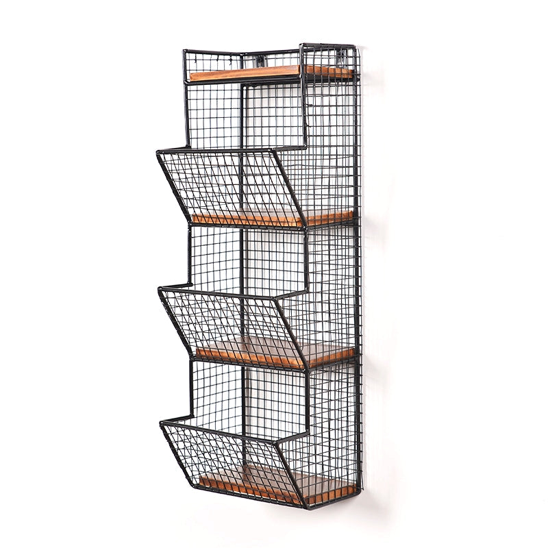 3/4-Shelf Industrial Wall Unit Bookshelf Iron Frame Pine Wood Bookshelf 7.9"L x 6.7"W x 22.8"H Black Clearhalo 'Bookcases' 'furn' 'furn_bookcases' 'Furniture' 'furniture_bookcases' 'Office Furniture' 5074286