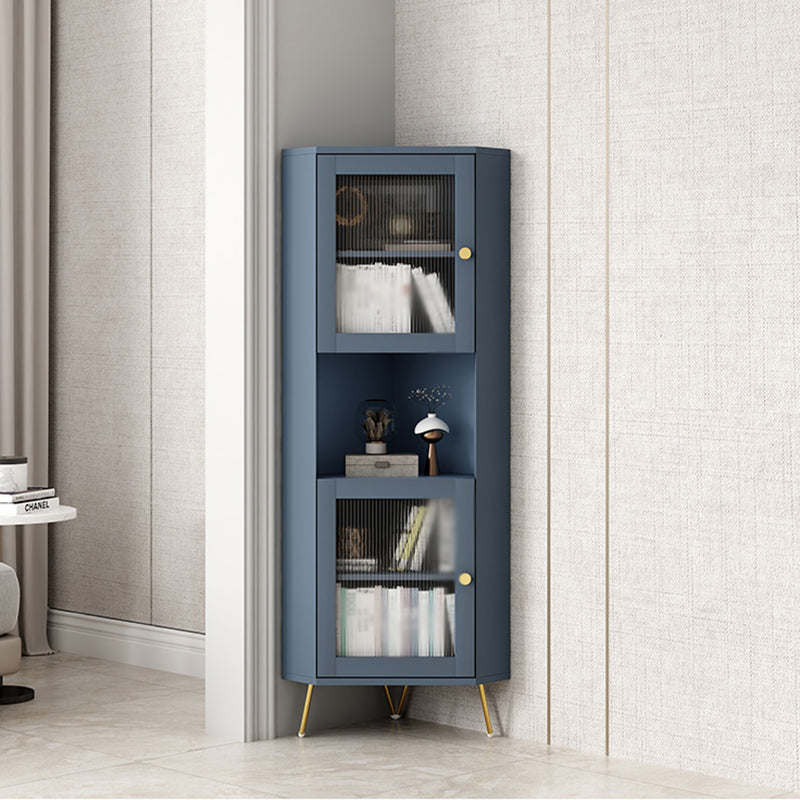 Glass 2 Doors Buffet Server Glam Style Kitchen Server for Living Room 16"L x 16"W x 59"H Blue Clearhalo 'buffet_sideboard' 'Buffets & Sideboards' 'furn' 'furn_buffet_sideboard' 'Furniture' 'furniture_buffet_sideboard' 'Kitchen & Dining Furniture' 5074302