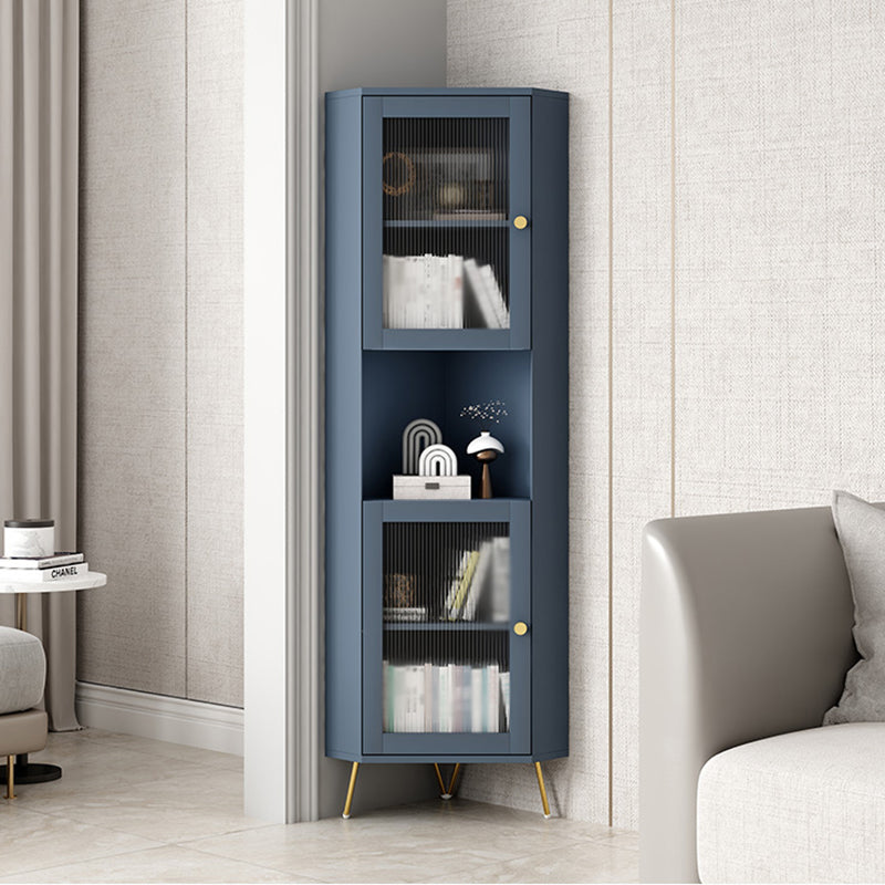 Glass 2 Doors Buffet Server Glam Style Kitchen Server for Living Room 16"L x 16"W x 69"H Blue Clearhalo 'buffet_sideboard' 'Buffets & Sideboards' 'furn' 'furn_buffet_sideboard' 'Furniture' 'furniture_buffet_sideboard' 'Kitchen & Dining Furniture' 5074303