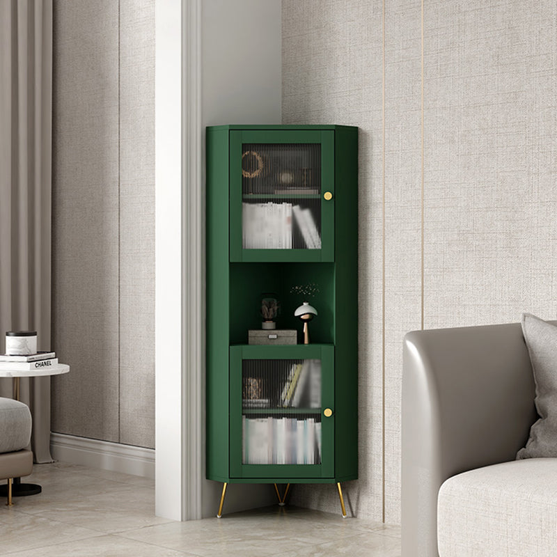 Glass 2 Doors Buffet Server Glam Style Kitchen Server for Living Room 16"L x 16"W x 59"H Green Clearhalo 'buffet_sideboard' 'Buffets & Sideboards' 'furn' 'furn_buffet_sideboard' 'Furniture' 'furniture_buffet_sideboard' 'Kitchen & Dining Furniture' 5074306