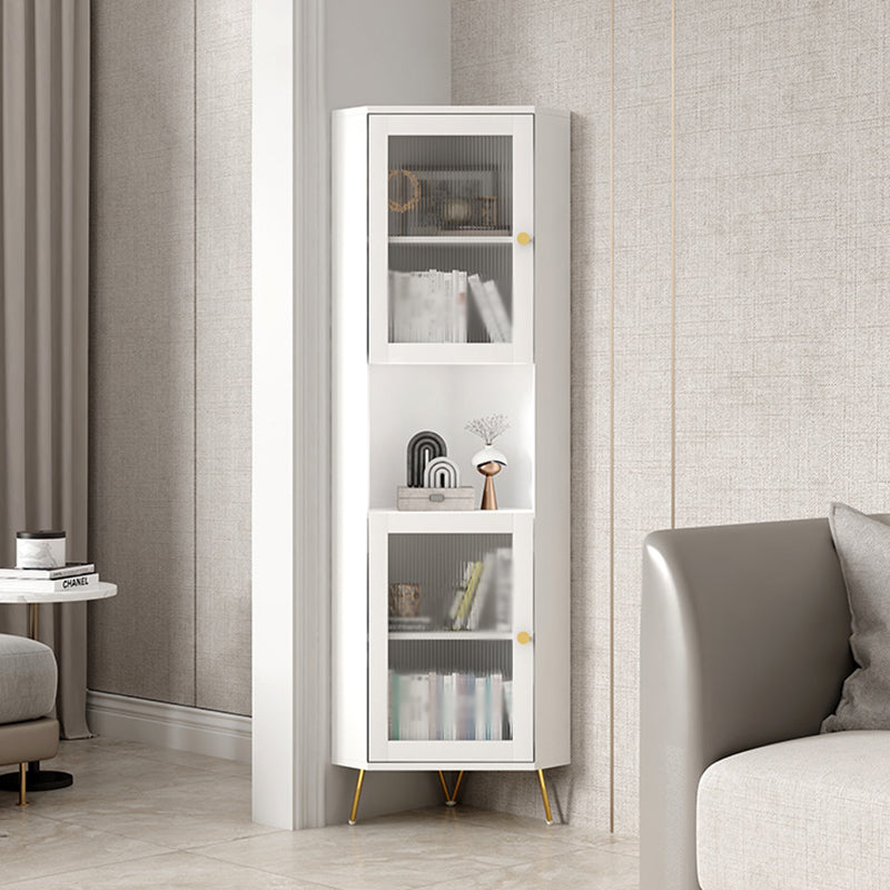 Glass 2 Doors Buffet Server Glam Style Kitchen Server for Living Room 16"L x 16"W x 69"H White Clearhalo 'buffet_sideboard' 'Buffets & Sideboards' 'furn' 'furn_buffet_sideboard' 'Furniture' 'furniture_buffet_sideboard' 'Kitchen & Dining Furniture' 5074307