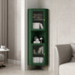 Glass 2 Doors Buffet Server Glam Style Kitchen Server for Living Room 16"L x 16"W x 69"H Green Clearhalo 'buffet_sideboard' 'Buffets & Sideboards' 'furn' 'furn_buffet_sideboard' 'Furniture' 'furniture_buffet_sideboard' 'Kitchen & Dining Furniture' 5074308