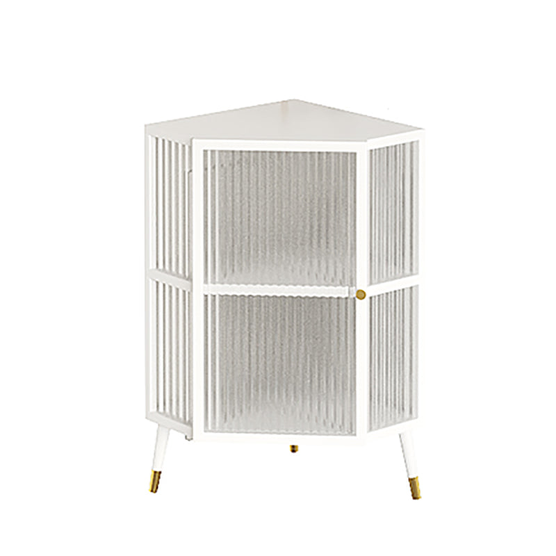 Living Room Metal Kitchen Server 16-inch Length Glass Door Dining Server 15.7"L x 15.7"W x 29.5"H White Clearhalo 'buffet_sideboard' 'Buffets & Sideboards' 'furn' 'furn_buffet_sideboard' 'Furniture' 'furniture_buffet_sideboard' 'Kitchen & Dining Furniture' 5074319