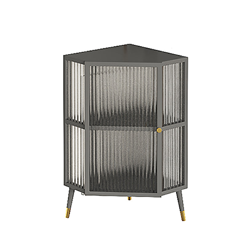 Living Room Metal Kitchen Server 16-inch Length Glass Door Dining Server 15.7"L x 15.7"W x 29.5"H Grey Clearhalo 'buffet_sideboard' 'Buffets & Sideboards' 'furn' 'furn_buffet_sideboard' 'Furniture' 'furniture_buffet_sideboard' 'Kitchen & Dining Furniture' 5074322