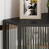 Living Room Metal Kitchen Server 16-inch Length Glass Door Dining Server Clearhalo 'buffet_sideboard' 'Buffets & Sideboards' 'furn' 'furn_buffet_sideboard' 'Furniture' 'furniture_buffet_sideboard' 'Kitchen & Dining Furniture' 5074329