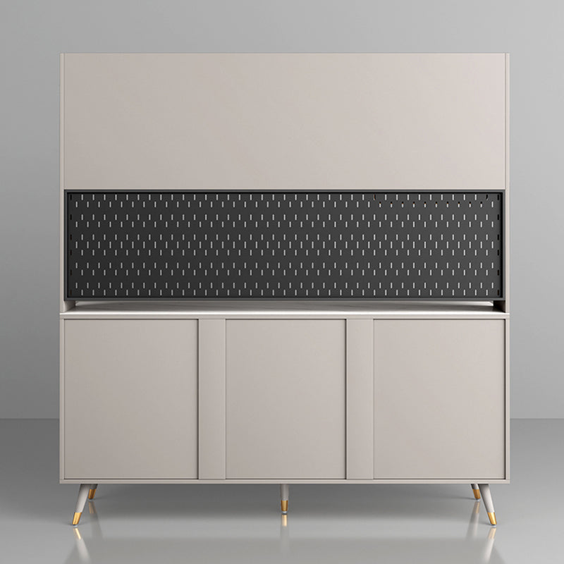 3-Drawer Engineered Wood Sideboard Glam Glass Sliding Doors Credenza with Stone Countertop Clearhalo 'buffet_sideboard' 'Buffets & Sideboards' 'furn' 'furn_buffet_sideboard' 'Furniture' 'furniture_buffet_sideboard' 'Kitchen & Dining Furniture' 5074352