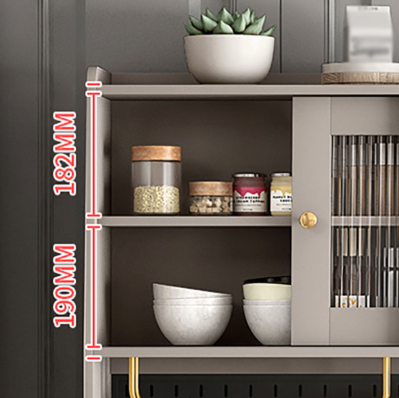 3-Drawer Engineered Wood Sideboard Glam Glass Sliding Doors Credenza with Stone Countertop Clearhalo 'buffet_sideboard' 'Buffets & Sideboards' 'furn' 'furn_buffet_sideboard' 'Furniture' 'furniture_buffet_sideboard' 'Kitchen & Dining Furniture' 5074354