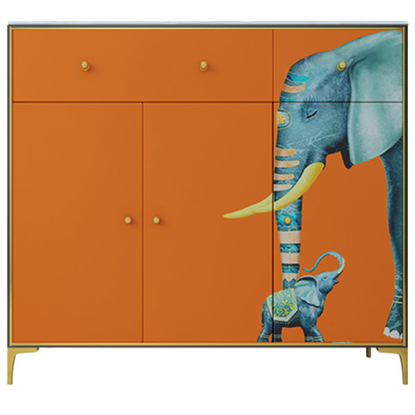 2-Drawer Engineered Wood Sideboard Glam 47.2"L Stone Countertop Credenza for Living Room Orange Red Stone Clearhalo 'buffet_sideboard' 'Buffets & Sideboards' 'furn' 'furn_buffet_sideboard' 'Furniture' 'furniture_buffet_sideboard' 'Kitchen & Dining Furniture' 5074361