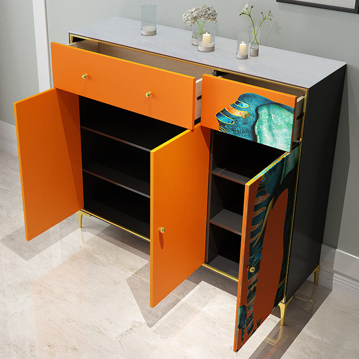 2-Drawer Engineered Wood Sideboard Glam 47.2"L Stone Countertop Credenza for Living Room Clearhalo 'buffet_sideboard' 'Buffets & Sideboards' 'furn' 'furn_buffet_sideboard' 'Furniture' 'furniture_buffet_sideboard' 'Kitchen & Dining Furniture' 5074365