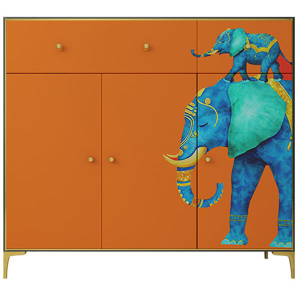 2-Drawer Engineered Wood Sideboard Glam 47.2"L Stone Countertop Credenza for Living Room Orange Wood Clearhalo 'buffet_sideboard' 'Buffets & Sideboards' 'furn' 'furn_buffet_sideboard' 'Furniture' 'furniture_buffet_sideboard' 'Kitchen & Dining Furniture' 5074369