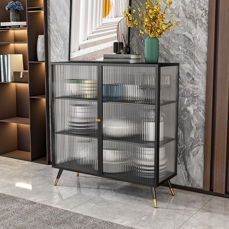Glass Door Iron Sideboard Glam Server Cabinet with Storage for Dining Room Clearhalo 'buffet_sideboard' 'Buffets & Sideboards' 'furn' 'furn_buffet_sideboard' 'Furniture' 'furniture_buffet_sideboard' 'Kitchen & Dining Furniture' 5074382
