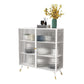 Glass Door Iron Sideboard Glam Server Cabinet with Storage for Dining Room White Clearhalo 'buffet_sideboard' 'Buffets & Sideboards' 'furn' 'furn_buffet_sideboard' 'Furniture' 'furniture_buffet_sideboard' 'Kitchen & Dining Furniture' 5074383