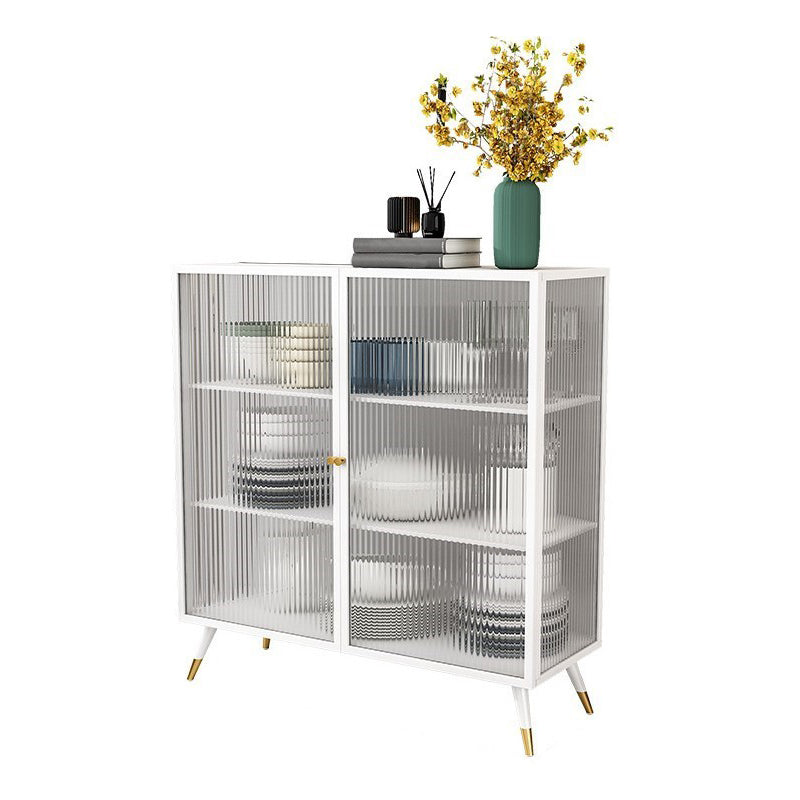 Glass Door Iron Sideboard Glam Server Cabinet with Storage for Dining Room White Clearhalo 'buffet_sideboard' 'Buffets & Sideboards' 'furn' 'furn_buffet_sideboard' 'Furniture' 'furniture_buffet_sideboard' 'Kitchen & Dining Furniture' 5074383