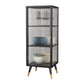Glass Door Iron Sideboard Glam Server Cabinet with Storage for Dining Room 16"L x 14"W x 41"H Black Clearhalo 'buffet_sideboard' 'Buffets & Sideboards' 'furn' 'furn_buffet_sideboard' 'Furniture' 'furniture_buffet_sideboard' 'Kitchen & Dining Furniture' 5074386
