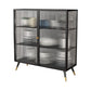 Glass Door Iron Sideboard Glam Server Cabinet with Storage for Dining Room Black Clearhalo 'buffet_sideboard' 'Buffets & Sideboards' 'furn' 'furn_buffet_sideboard' 'Furniture' 'furniture_buffet_sideboard' 'Kitchen & Dining Furniture' 5074389