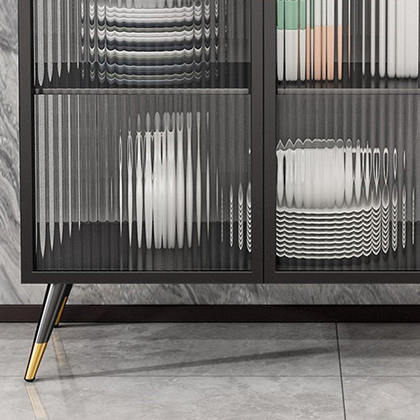 Glass Door Iron Sideboard Glam Server Cabinet with Storage for Dining Room Clearhalo 'buffet_sideboard' 'Buffets & Sideboards' 'furn' 'furn_buffet_sideboard' 'Furniture' 'furniture_buffet_sideboard' 'Kitchen & Dining Furniture' 5074392