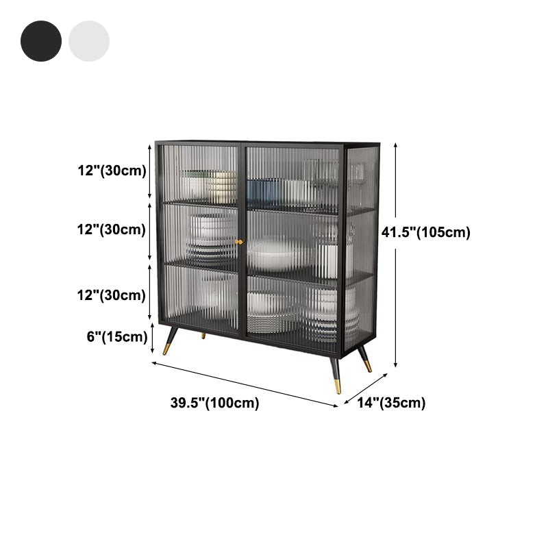 Glass Door Iron Sideboard Glam Server Cabinet with Storage for Dining Room Clearhalo 'buffet_sideboard' 'Buffets & Sideboards' 'furn' 'furn_buffet_sideboard' 'Furniture' 'furniture_buffet_sideboard' 'Kitchen & Dining Furniture' 5074395