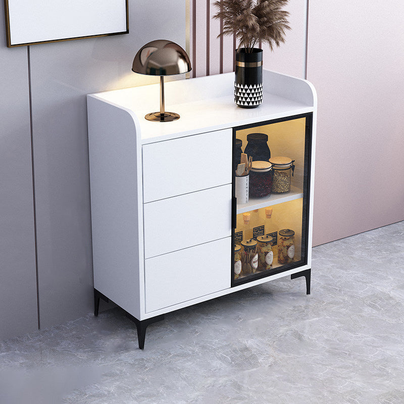 Modern Engineered Wood 31.5"L Sideboard Buffet 1-Door and 3 Drawer Dining Room Server Black White Clearhalo 'buffet_sideboard' 'Buffets & Sideboards' 'furn' 'furn_buffet_sideboard' 'Furniture' 'furniture_buffet_sideboard' 'Kitchen & Dining Furniture' 5074398