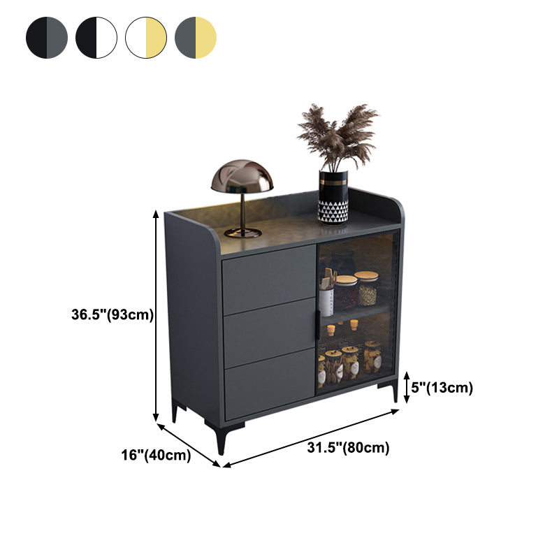 Modern Engineered Wood 31.5"L Sideboard Buffet 1-Door and 3 Drawer Dining Room Server Clearhalo 'buffet_sideboard' 'Buffets & Sideboards' 'furn' 'furn_buffet_sideboard' 'Furniture' 'furniture_buffet_sideboard' 'Kitchen & Dining Furniture' 5074407