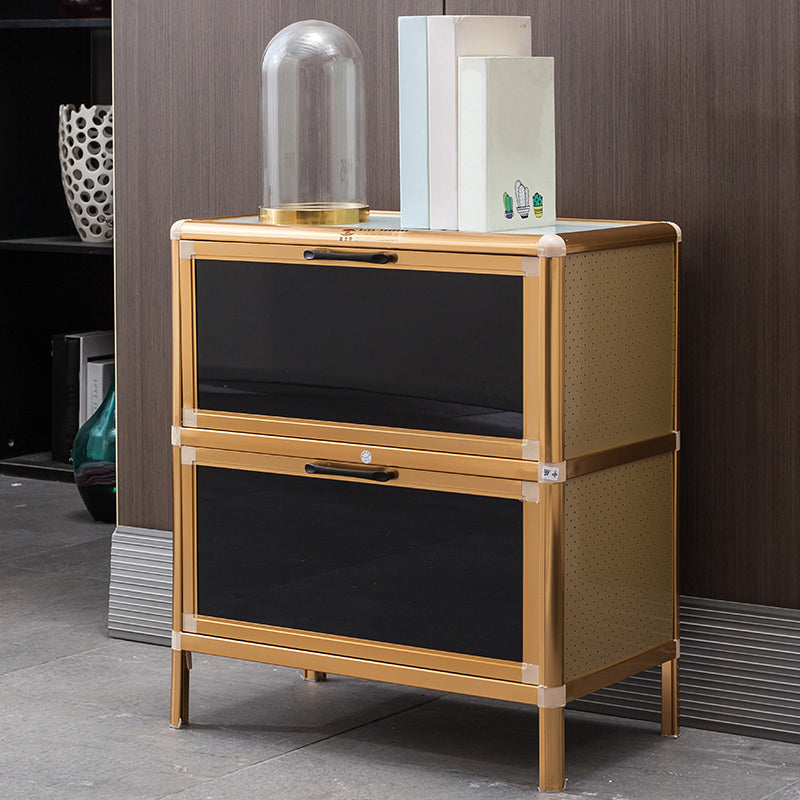 Glass Door Metal Sideboard Glam Buffet Server Cabinet with Storage for Kitchen Clearhalo 'buffet_sideboard' 'Buffets & Sideboards' 'furn' 'furn_buffet_sideboard' 'Furniture' 'furniture_buffet_sideboard' 'Kitchen & Dining Furniture' 5074411