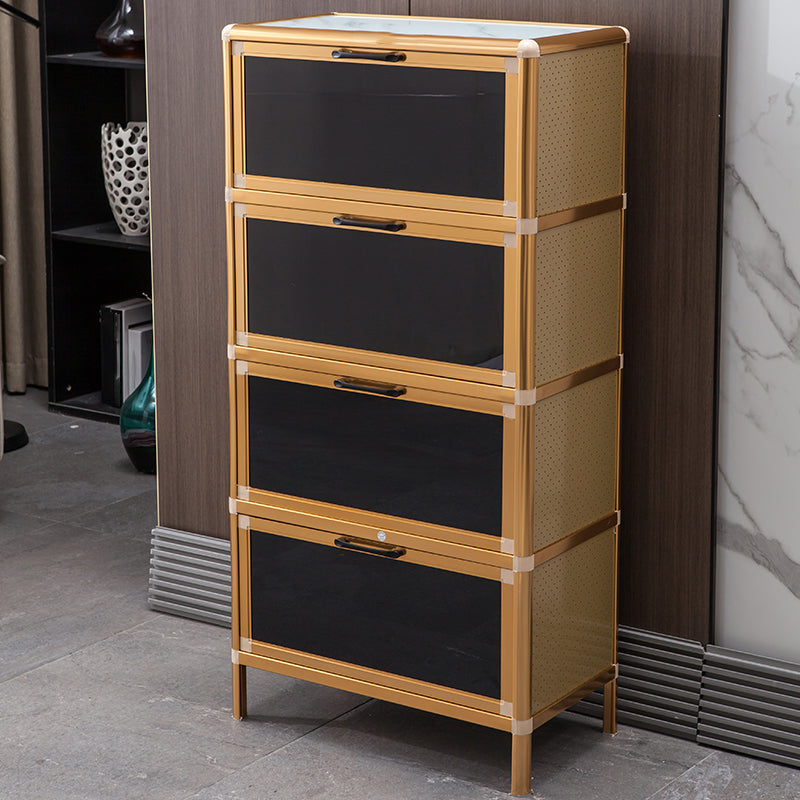 Glass Door Metal Sideboard Glam Buffet Server Cabinet with Storage for Kitchen Clearhalo 'buffet_sideboard' 'Buffets & Sideboards' 'furn' 'furn_buffet_sideboard' 'Furniture' 'furniture_buffet_sideboard' 'Kitchen & Dining Furniture' 5074414