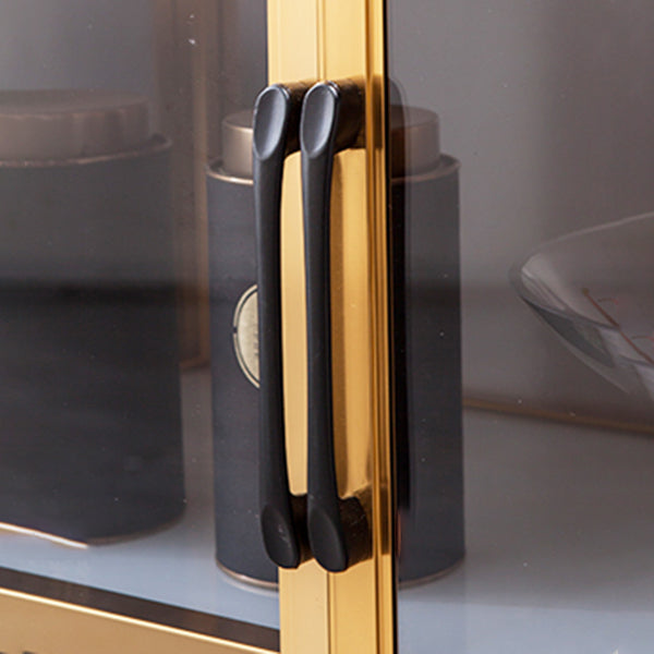 Glass Door Metal Sideboard Glam Buffet Server Cabinet with Storage for Kitchen Clearhalo 'buffet_sideboard' 'Buffets & Sideboards' 'furn' 'furn_buffet_sideboard' 'Furniture' 'furniture_buffet_sideboard' 'Kitchen & Dining Furniture' 5074418